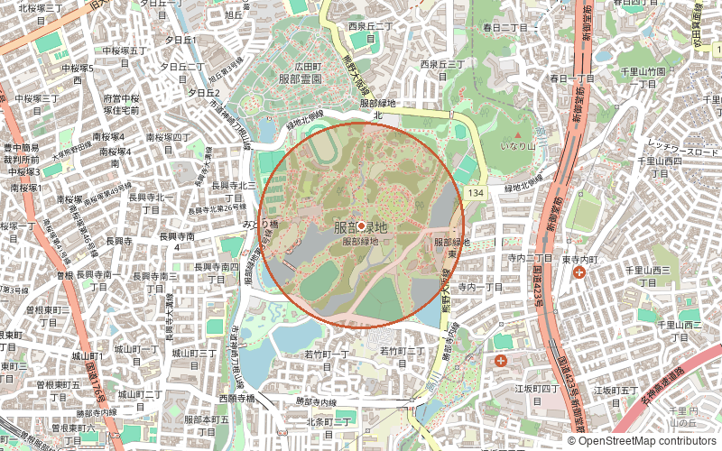 服部緑地の位置を示した地図